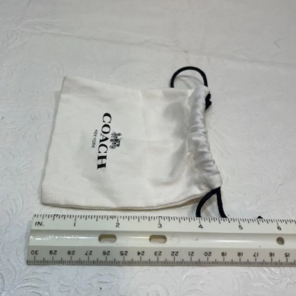 COACH Designer Mini Jewelry Cotton Drawstring Bag White 4.5"x5" - Picture 6 of 6